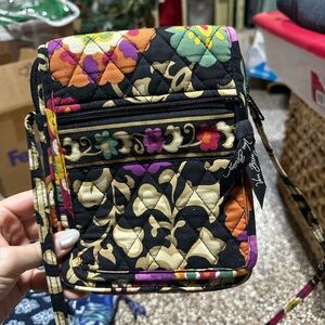 Vera Bradley Black and Multicolor Floral Crossbody Bag